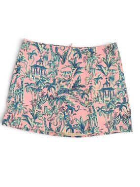 Lilly Pulitzer Skort Size 2 Pink Tropical Safari Print Mini Skirt Resort Preppy